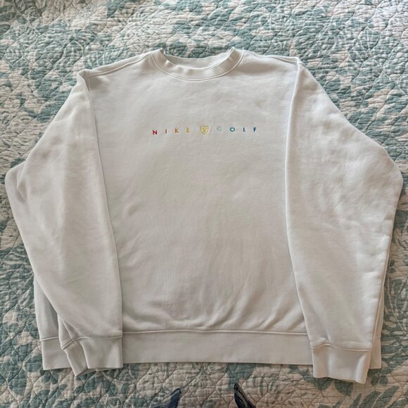 Nike Crew Golf Embroidered Logo White Crew-neck Sweatshirt Sz XL - Picture 1 of 5